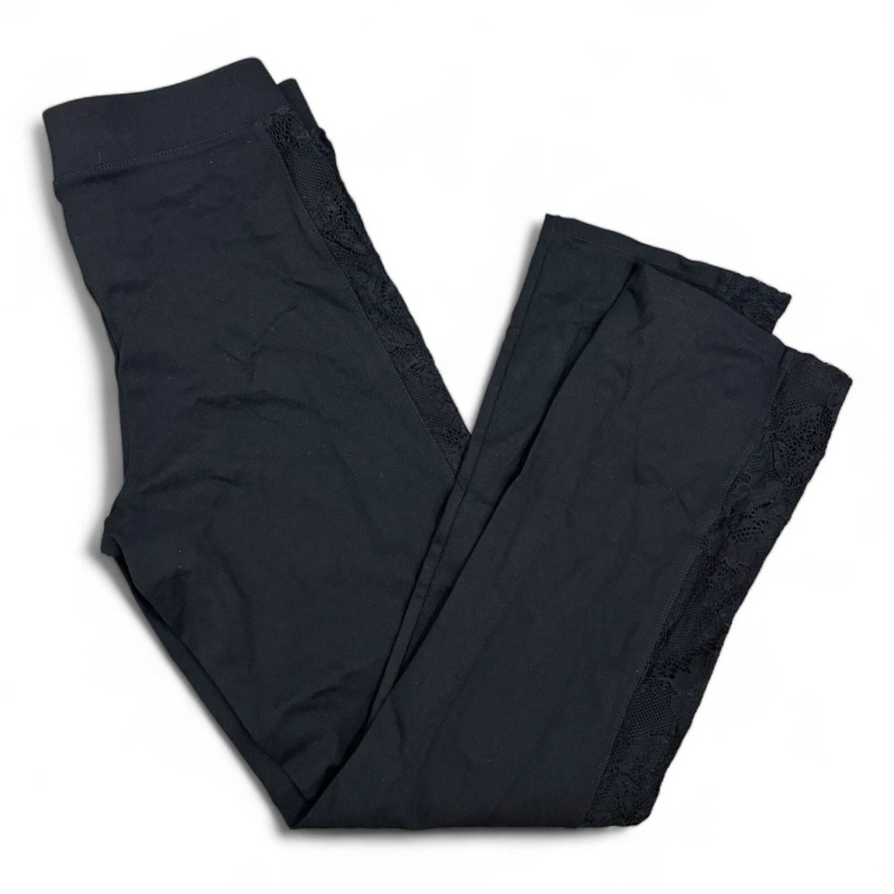 Hue Lace Tuxedo Cropped Tregging Trouser Leggings Black Womens Size Small NWT